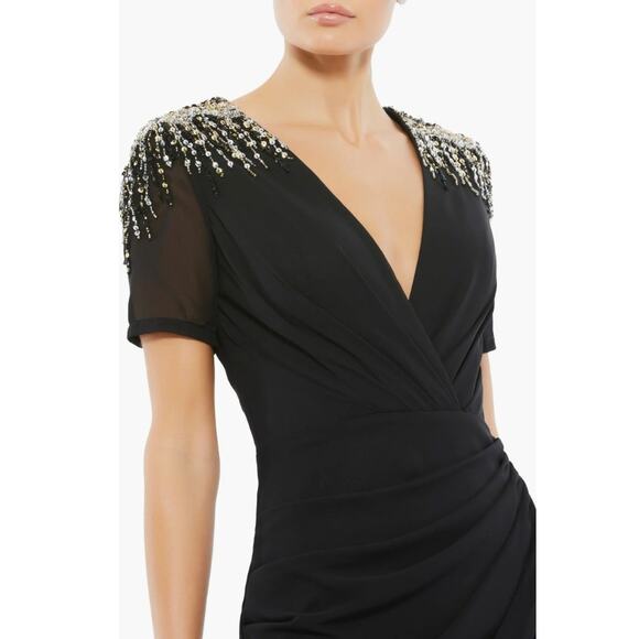 Ieena Mac Duggal Sequined Embellished Shoulder Evening Gown Size 8 NWOT #55704 - Picture 3 of 16